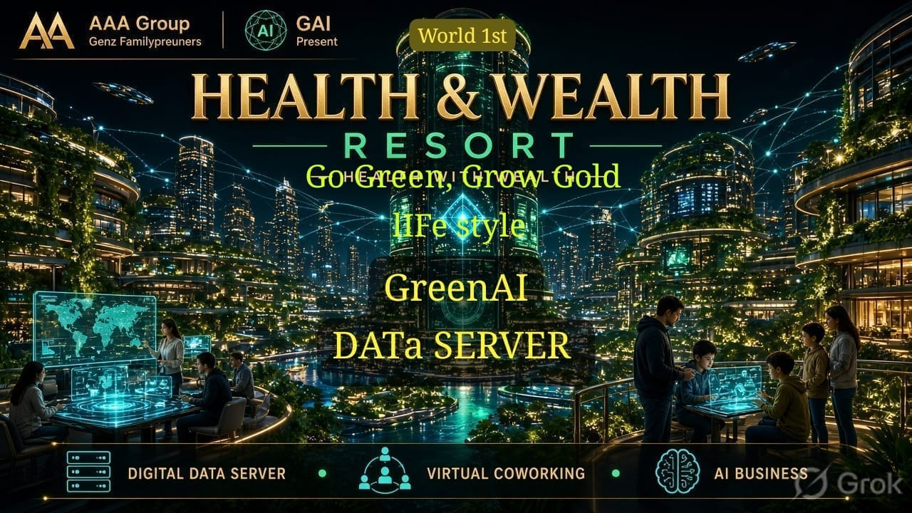 World 1st Health and Wealth Resort — Go Green, Grow Gold, GreenAI Data Server